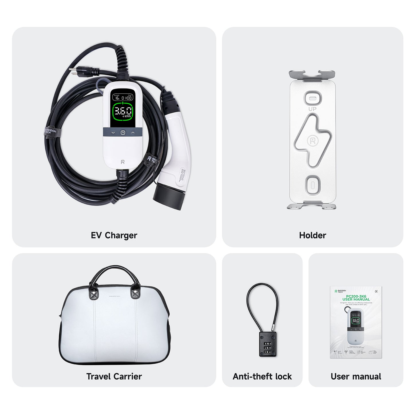 Rheidon 3.6 kW Portable EV Charger | PC200-3K6